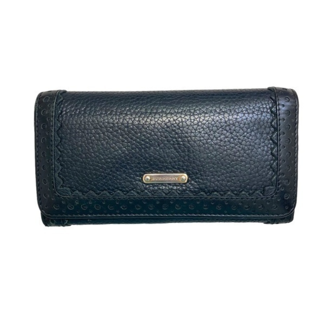 Burberry black leather scalloped wallet